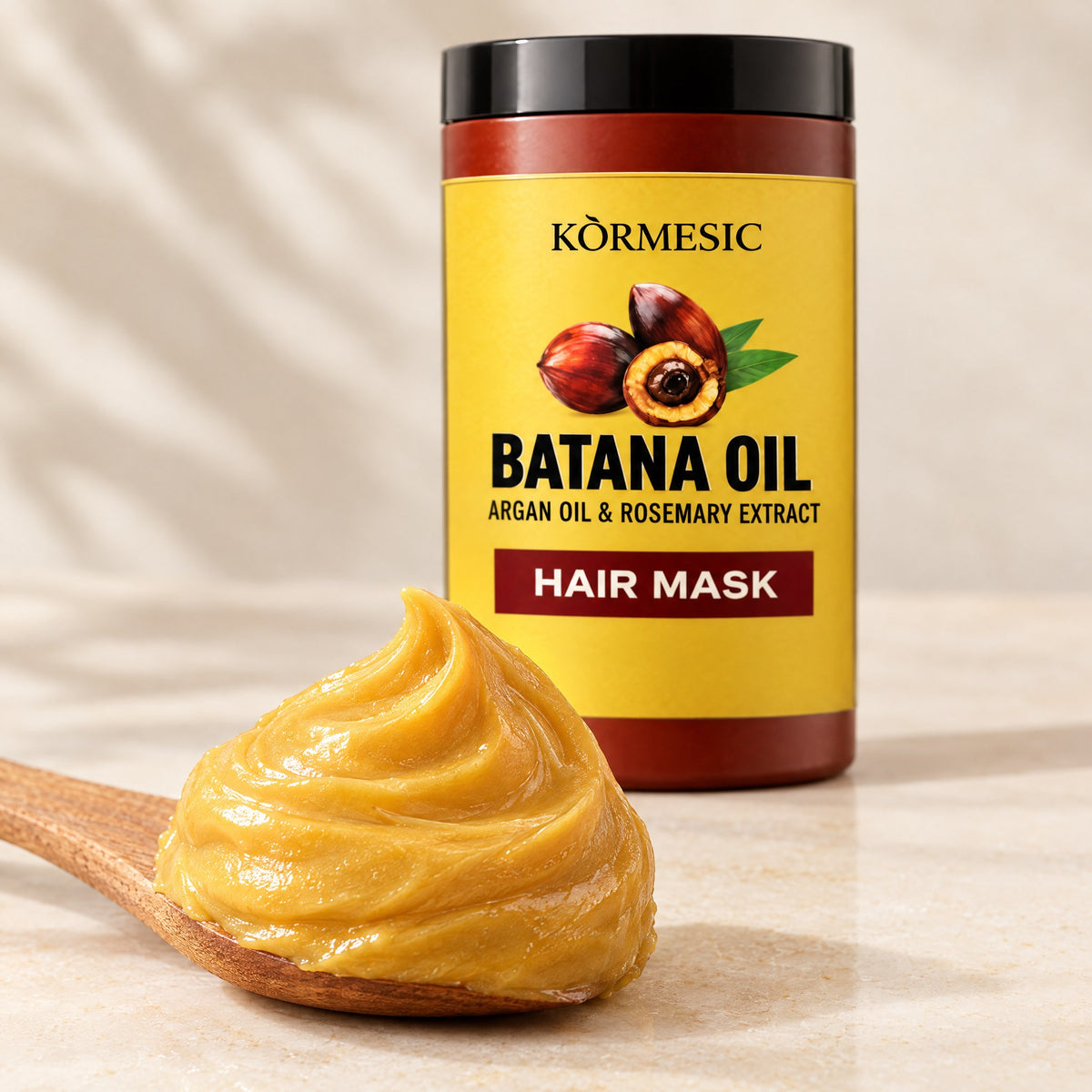 KÒRMESIC Batana Oil Hair Mask, Argan & Rosemary, texture close-up