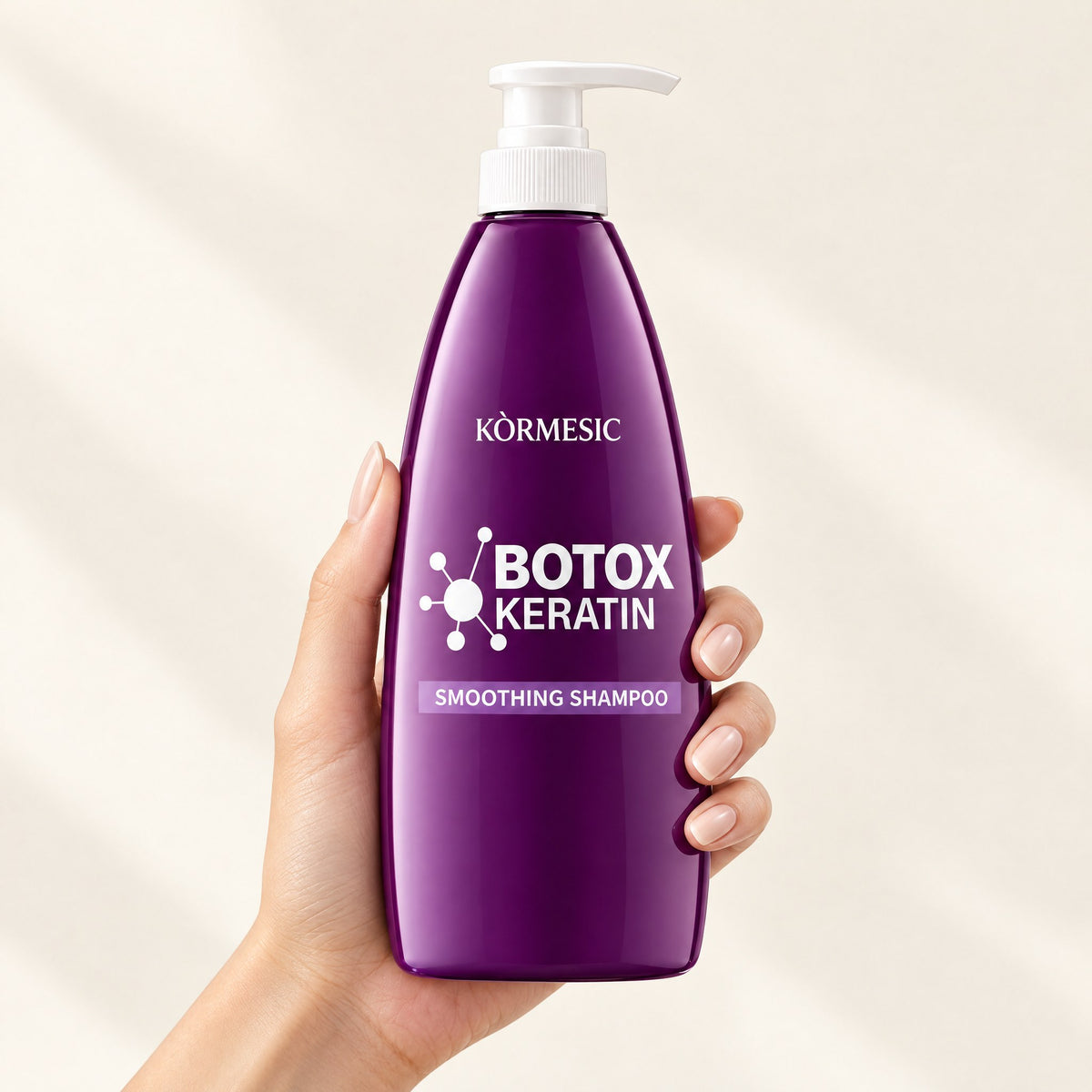 KÒRMESIC Botox Keratin Smoothing Shampoo, shown in hand