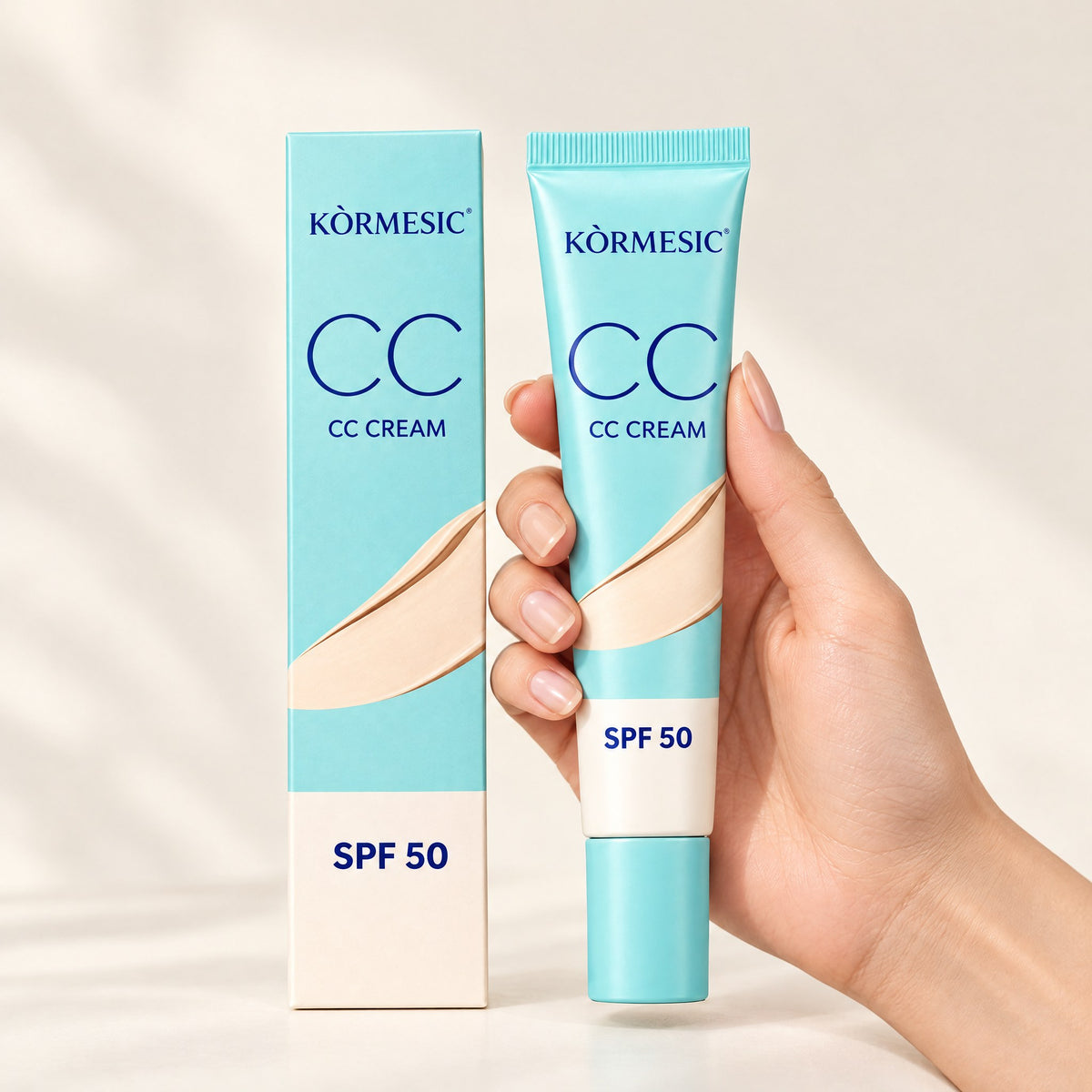 KÒRMESIC CC Cream SPF 50, shown in hand