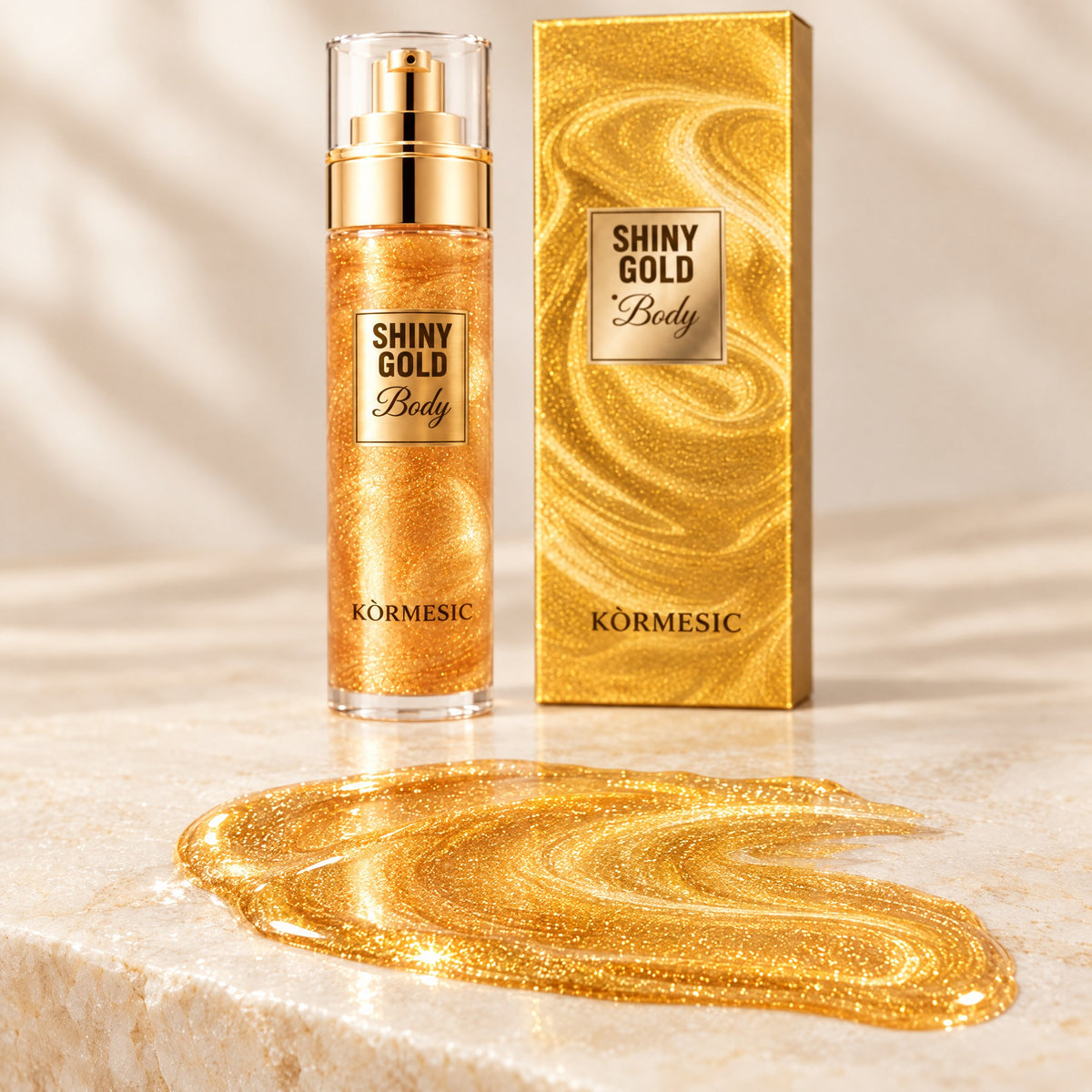 KÒRMESIC Sparkling Gold Body Highlighting Oil, texture close-up
