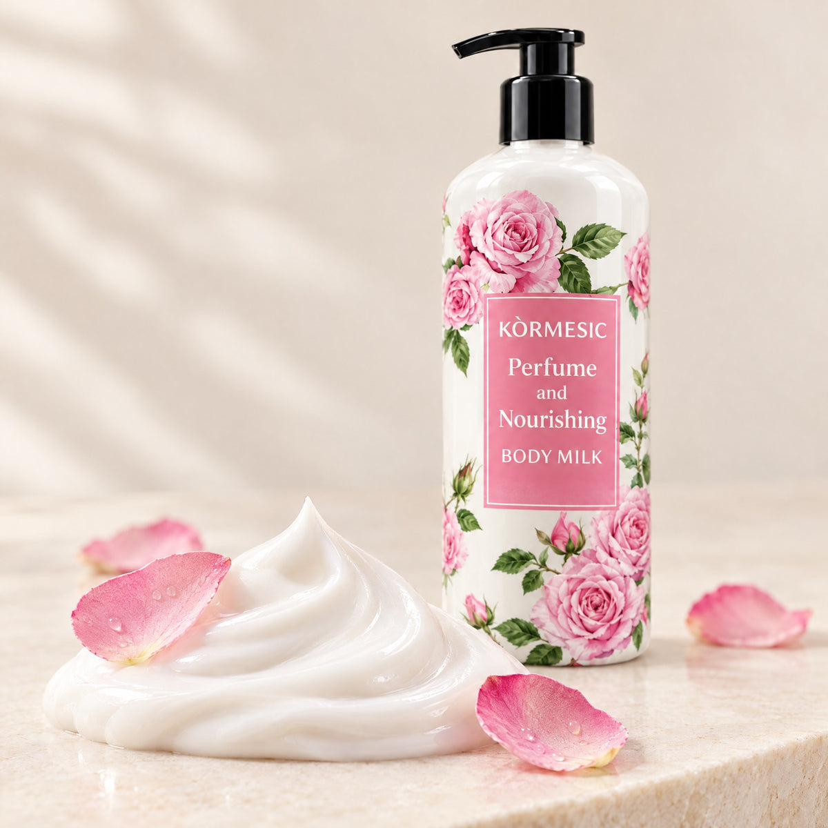KÒRMESIC Rose Perfume Nourishing Body Milk, texture close-up